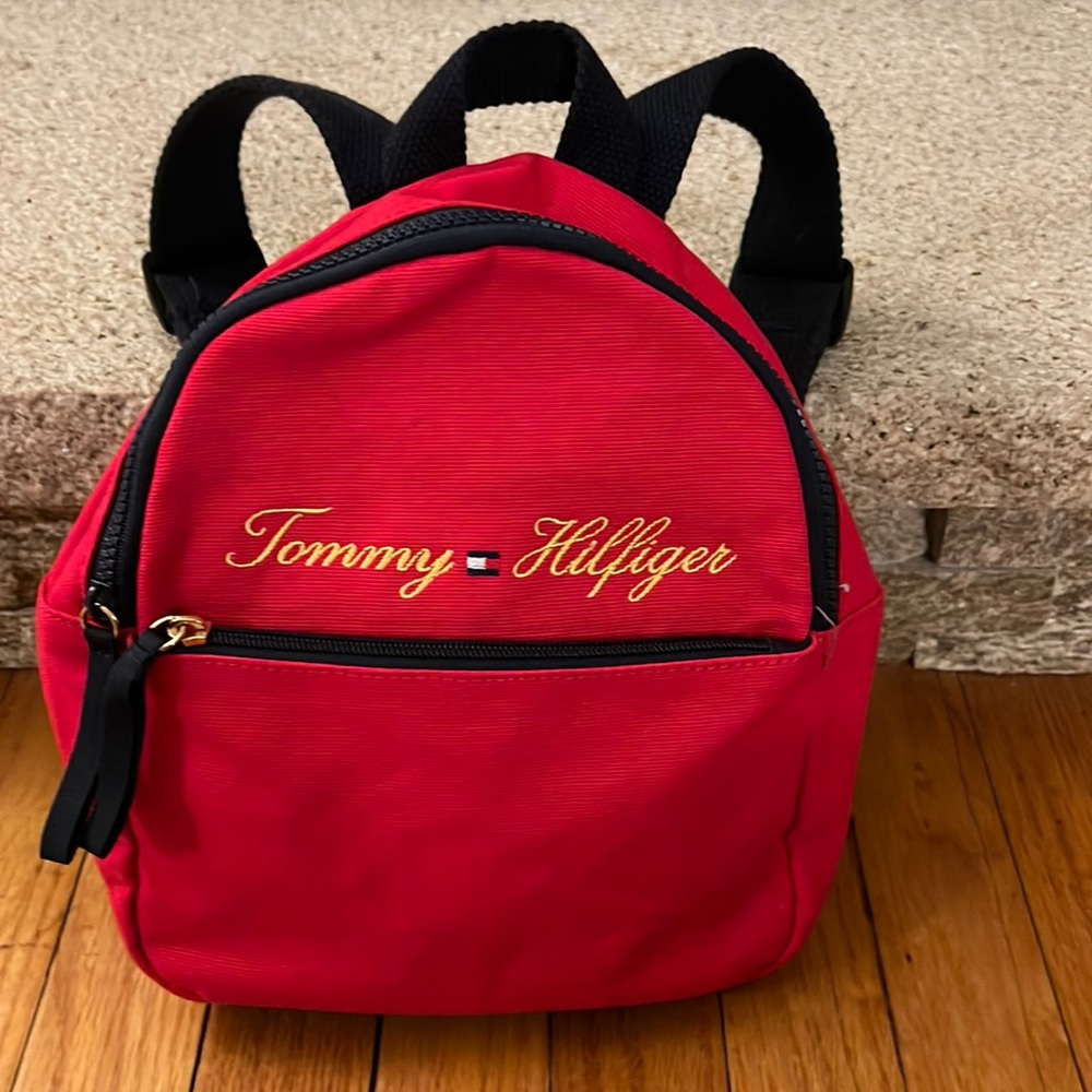 Tommy Hilfiger Mini Backpack - Canvas Type Material- Red/Navy - VGC ❤️